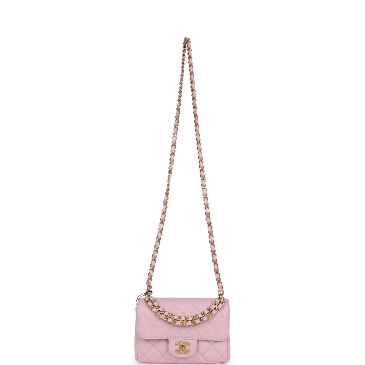 Chanel Mini Flap Bag Light Pink Caviar Brushed Gold Hardware — изображение 6