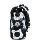 Chanel Mini Rectangular Flower Flap Bag Black, Navy and White Sequin Ruthenium Hardware
