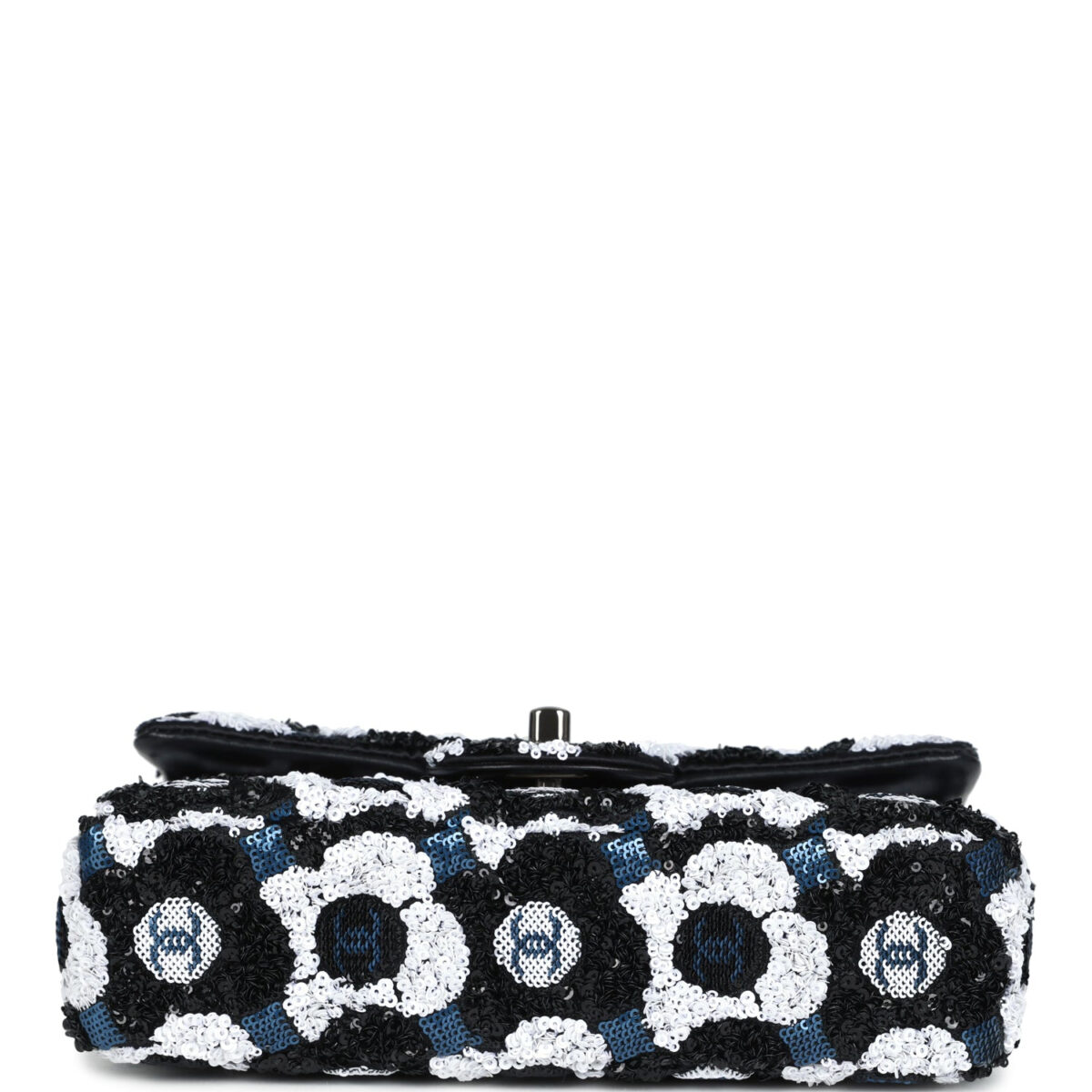 Chanel Mini Rectangular Flower Flap Bag Black, Navy and White Sequin Ruthenium Hardware — изображение 6
