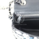 Chanel Mini Rectangular Flower Flap Bag Black, Navy and White Sequin Ruthenium Hardware