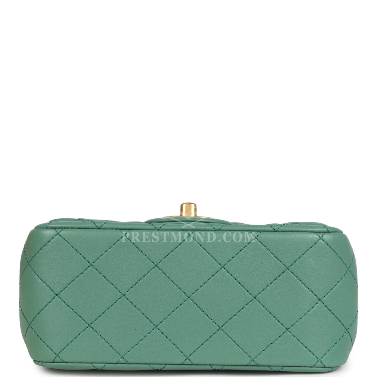 Chanel Mini Square Pearl Crush Flap Bag Green Lambskin Antique Gold Hardware — изображение 6
