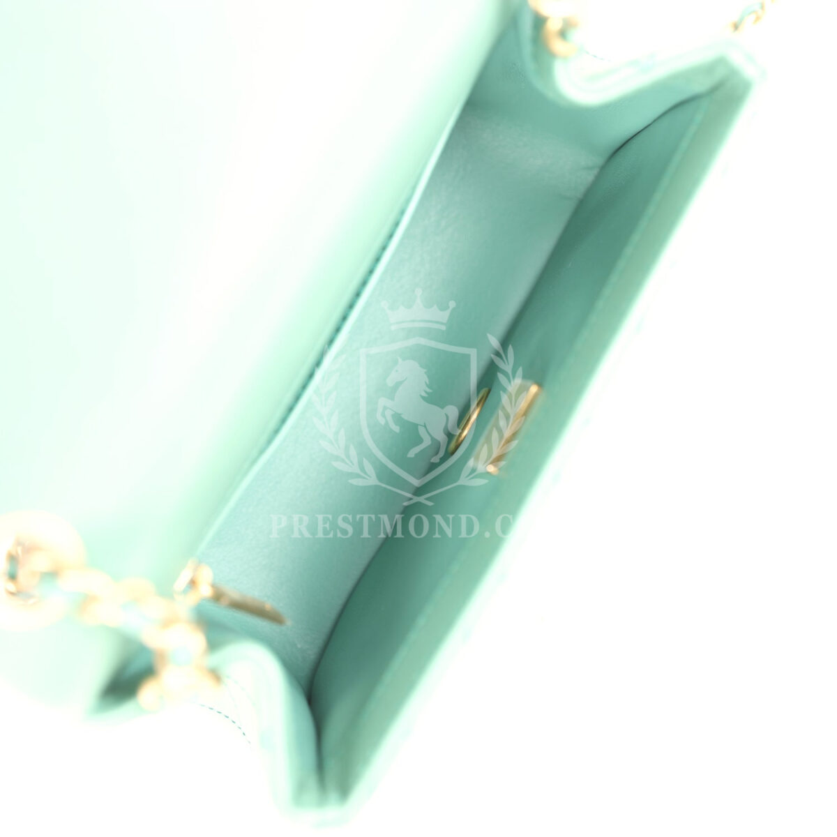 Chanel Mini Square Pearl Crush Flap Bag Green Lambskin Antique Gold Hardware — изображение 9