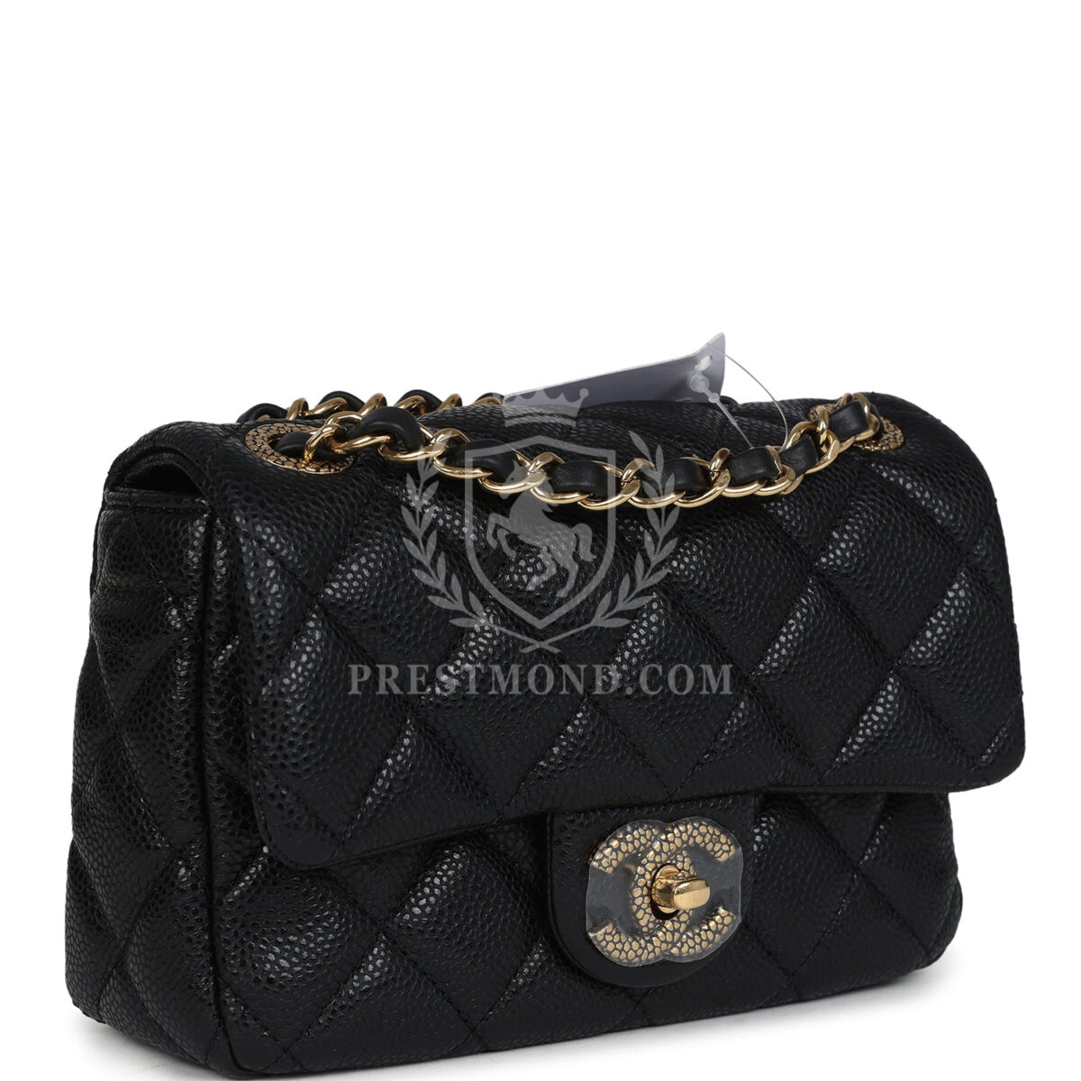 Chanel Mini Rectangular Flap Bag Black Shiny Caviar Gold Hardware — изображение 2