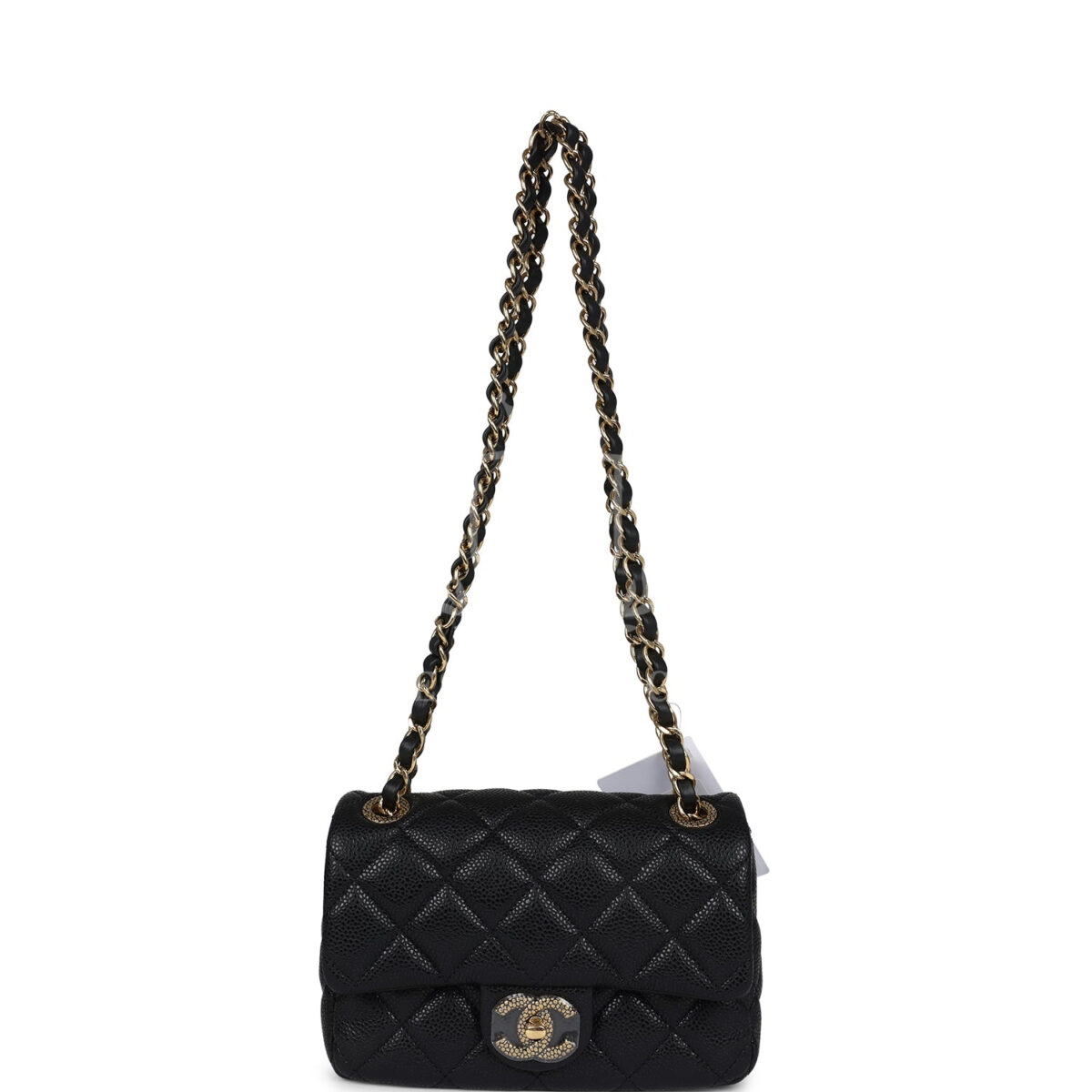 Chanel Mini Rectangular Flap Bag Black Shiny Caviar Gold Hardware — изображение 7