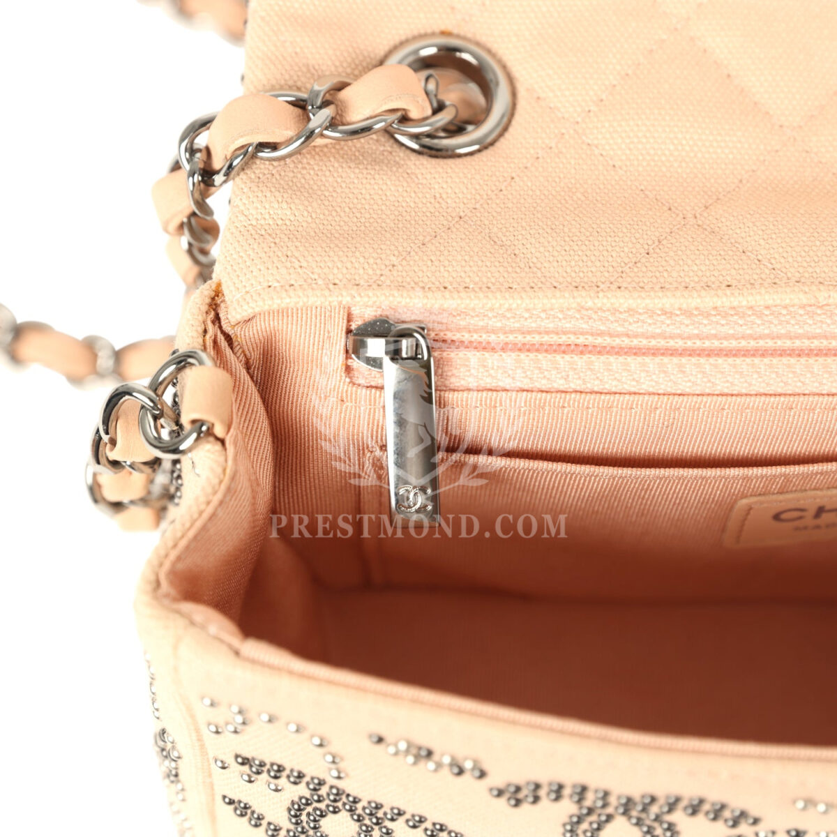 Chanel Mini CC Studded Rectangular Flap Bag Light Pink Canvas Ruthenium Hardware — изображение 8