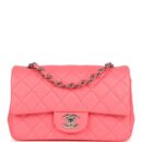 Chanel Mini Rectangular Flap Bag Pink Lambskin Silver Hardware