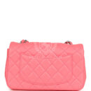 Chanel Mini Rectangular Flap Bag Pink Lambskin Silver Hardware