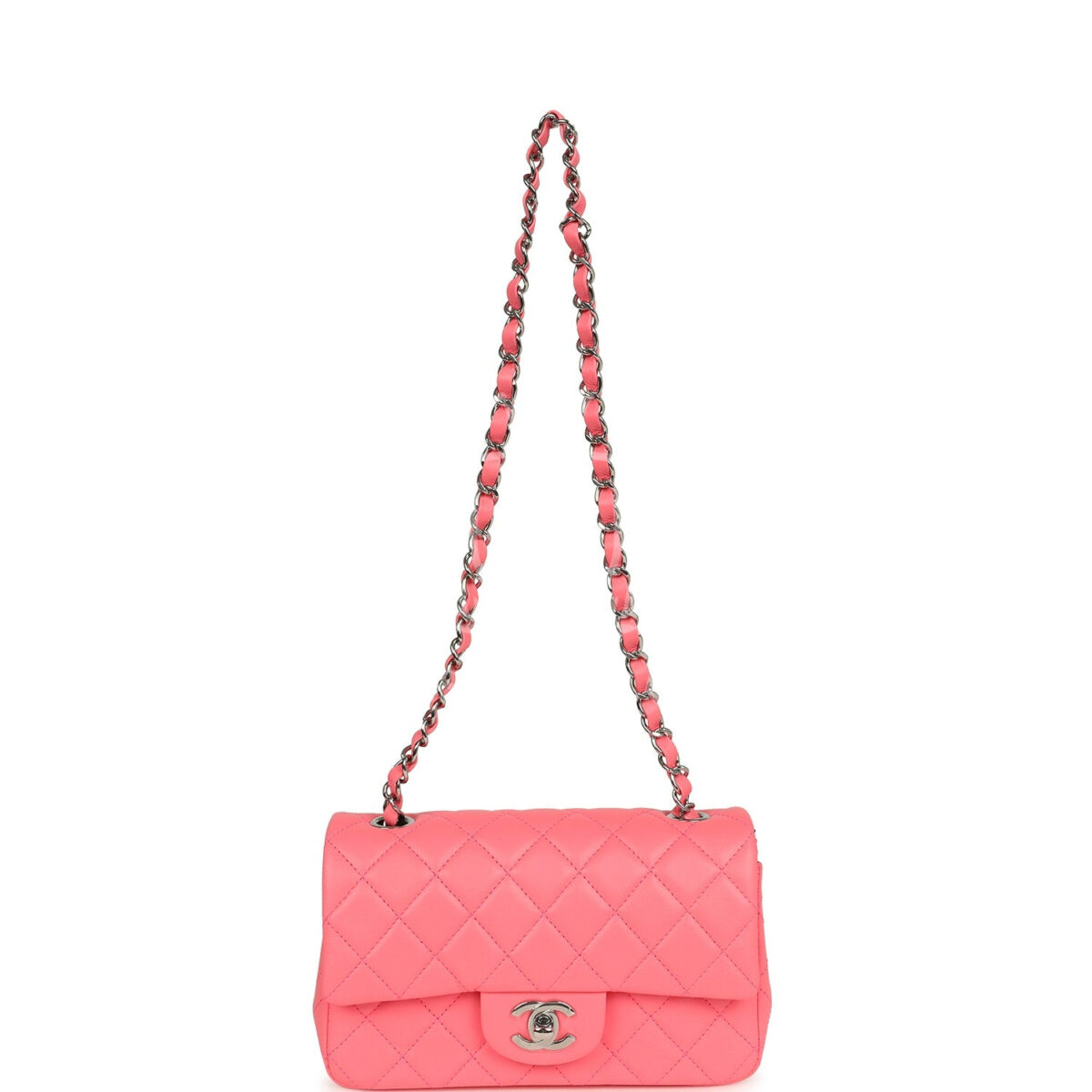 Chanel Mini Rectangular Flap Bag Pink Lambskin Silver Hardware — изображение 7