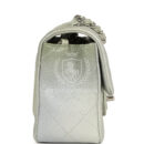 Chanel Mini Classic Rectangular Flap Bag Grey and Green Ombre Iridescent Goatskin Silver Hardware