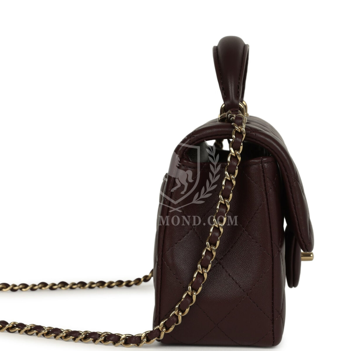 Chanel Mini Rectangular Flap Bag with Top Handle Dark Brown Lambskin Light Gold Hardware — изображение 3