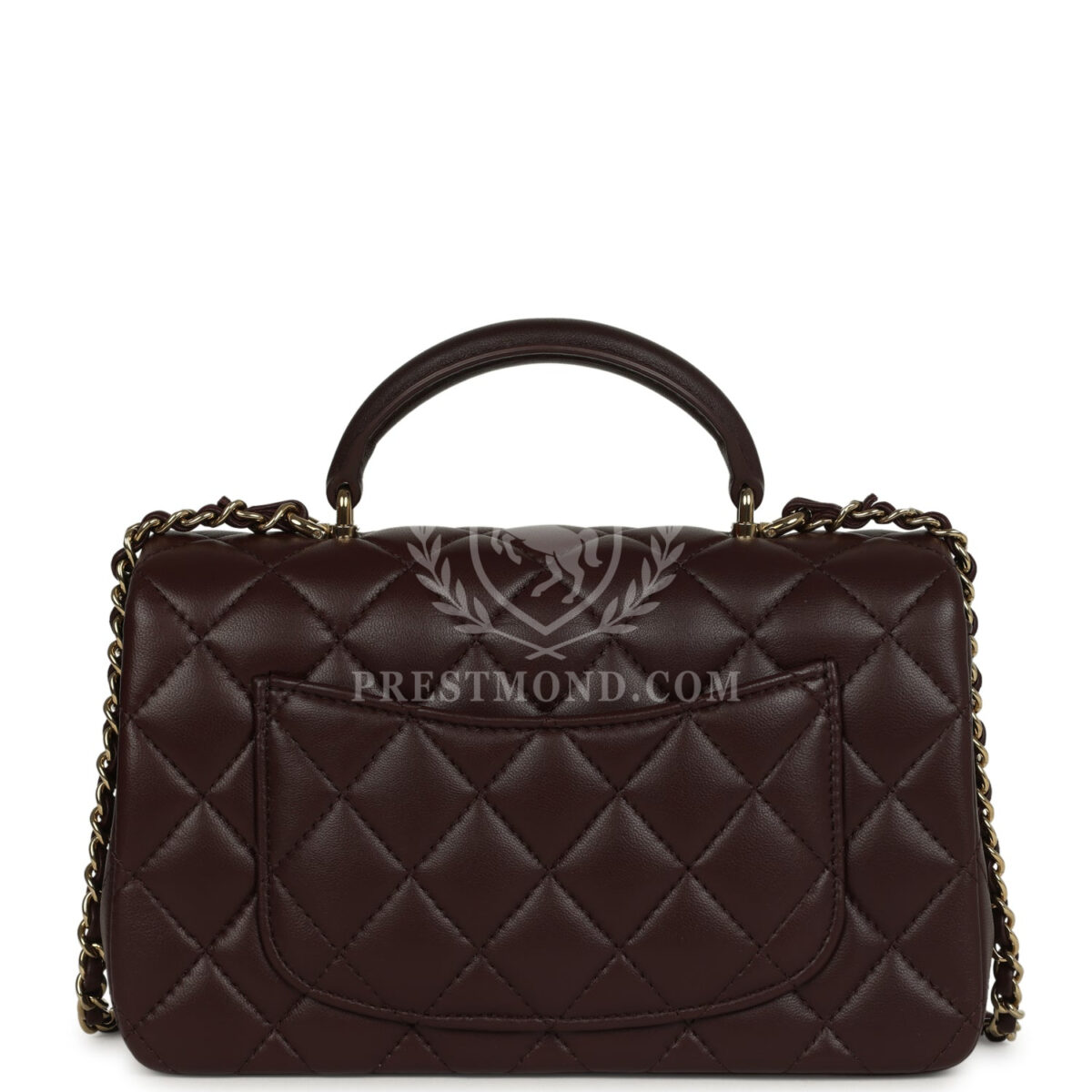 Chanel Mini Rectangular Flap Bag with Top Handle Dark Brown Lambskin Light Gold Hardware — изображение 4