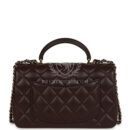 Chanel Mini Rectangular Flap Bag with Top Handle Dark Brown Lambskin Light Gold Hardware