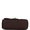 Chanel Mini Rectangular Flap Bag with Top Handle Dark Brown Lambskin Light Gold Hardware