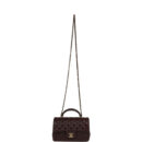 Chanel Mini Rectangular Flap Bag with Top Handle Dark Brown Lambskin Light Gold Hardware