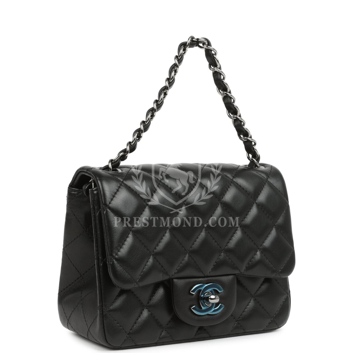Chanel Mini Classic Square Flap Bag Black Lambskin Ruthenium Hardware — изображение 2