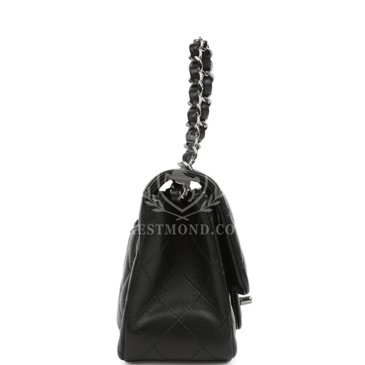 Chanel Mini Classic Square Flap Bag Black Lambskin Ruthenium Hardware — изображение 3