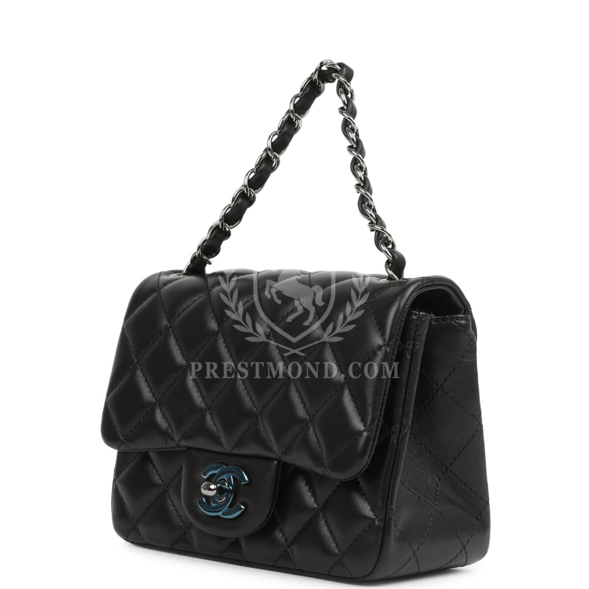 Chanel Mini Classic Square Flap Bag Black Lambskin Ruthenium Hardware — изображение 5