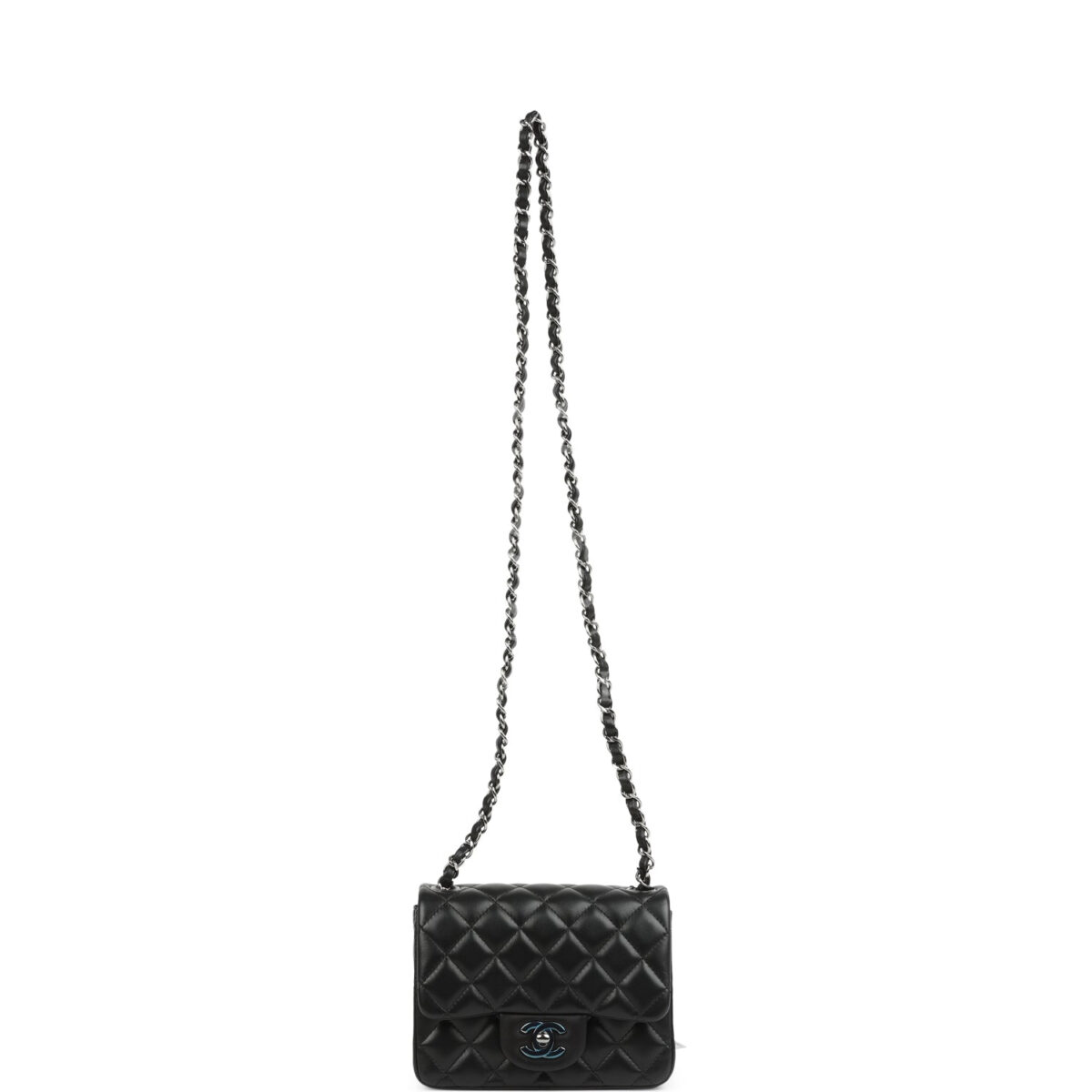 Chanel Mini Classic Square Flap Bag Black Lambskin Ruthenium Hardware — изображение 9