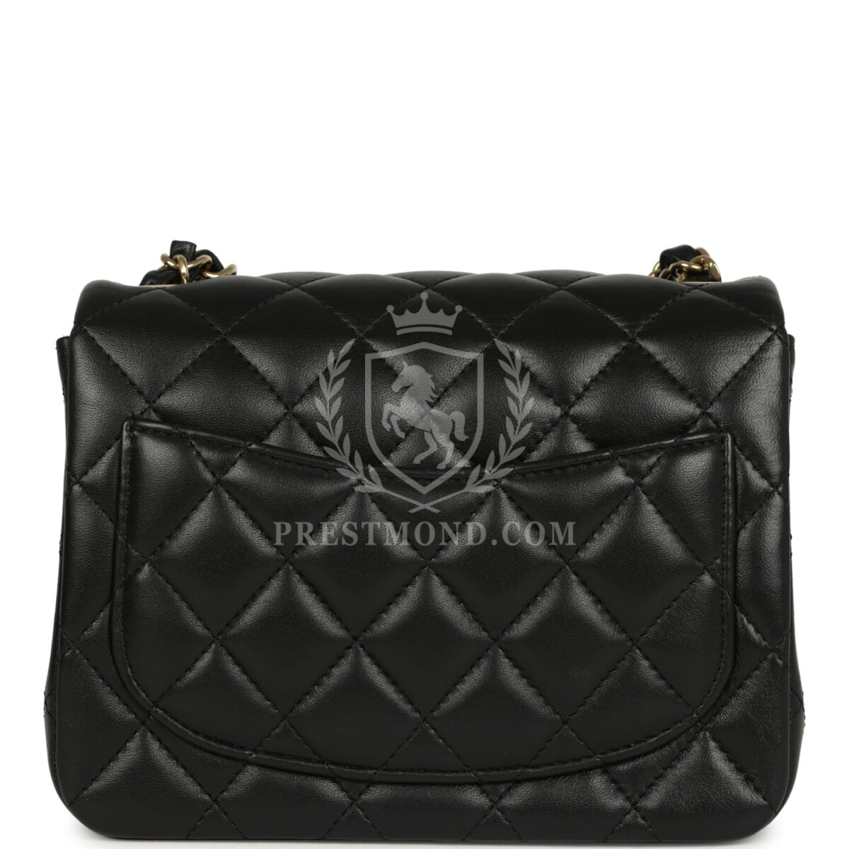 Chanel Mini Classic Square Flap Bag Black Lambskin Light Gold Hardware — изображение 4