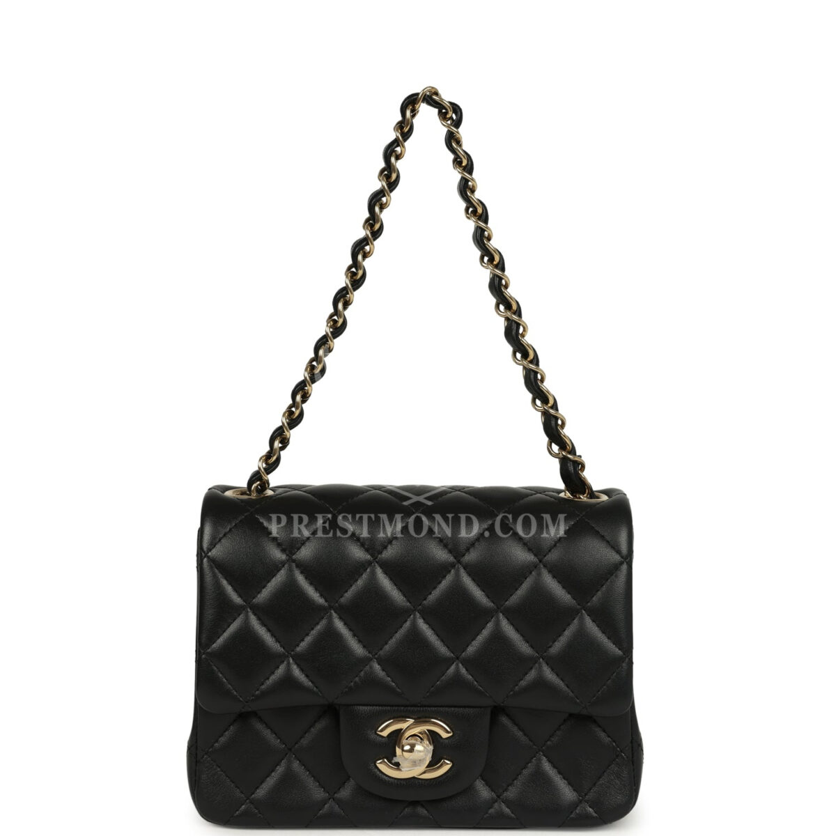 Chanel Mini Classic Square Flap Bag Black Lambskin Light Gold Hardware — изображение 7
