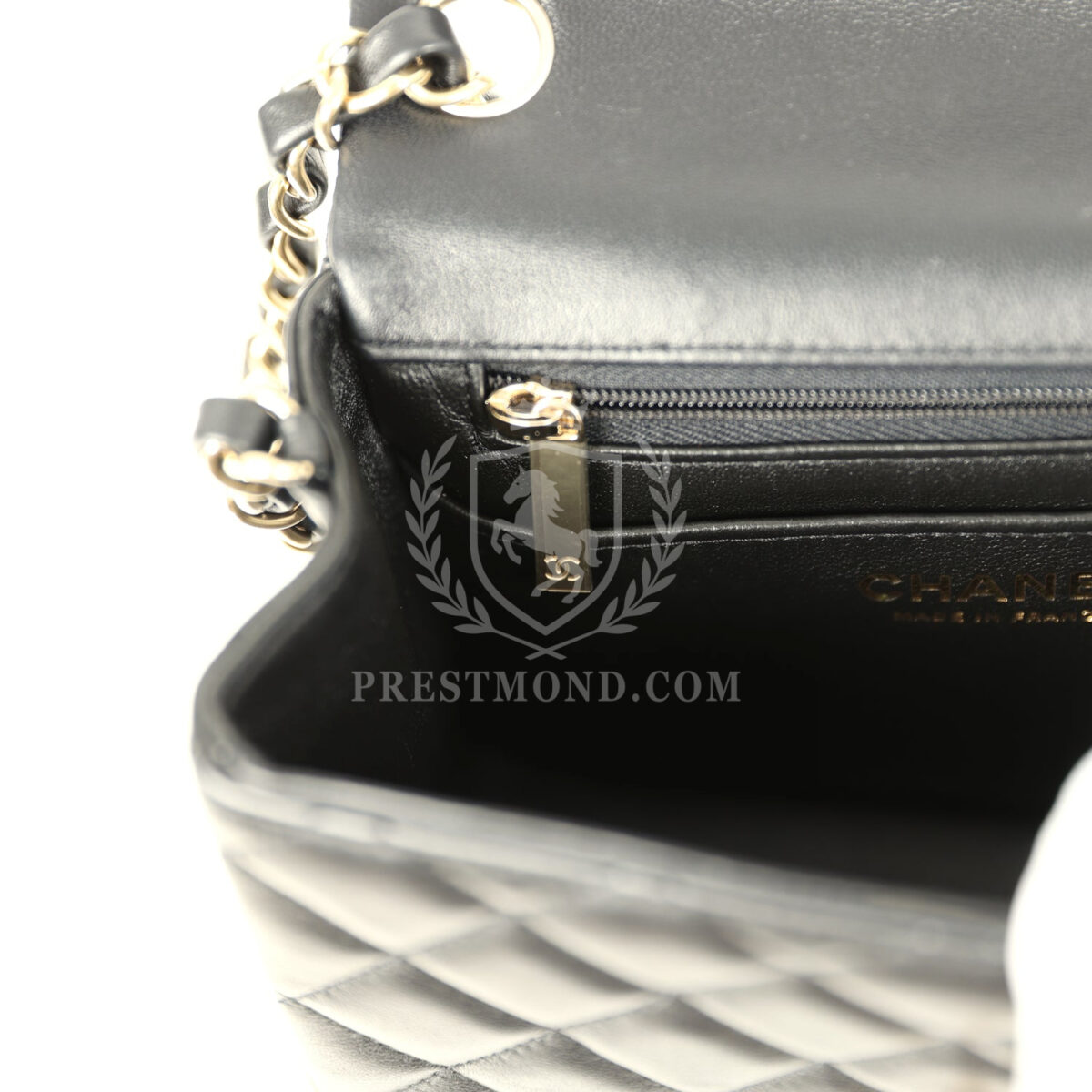 Chanel Mini Classic Square Flap Bag Black Lambskin Light Gold Hardware — изображение 10
