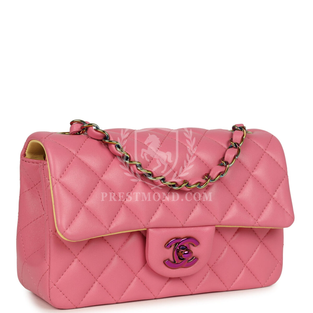 Chanel Mini Classic Rectangular Flap Bag Pink and Yellow Lambskin Iridescent Hardware — изображение 2