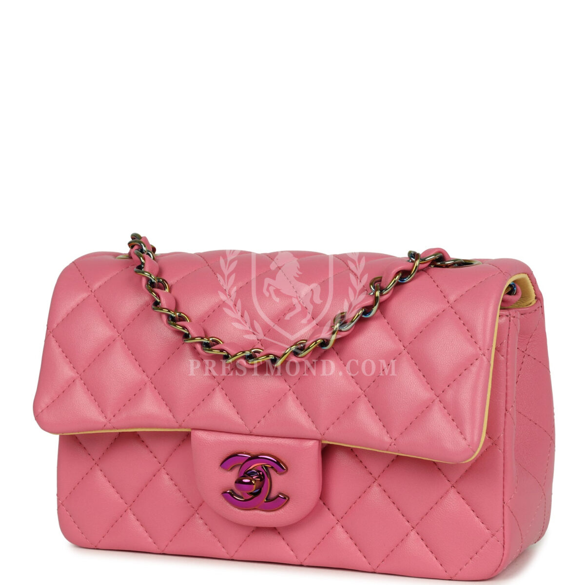 Chanel Mini Classic Rectangular Flap Bag Pink and Yellow Lambskin Iridescent Hardware — изображение 5