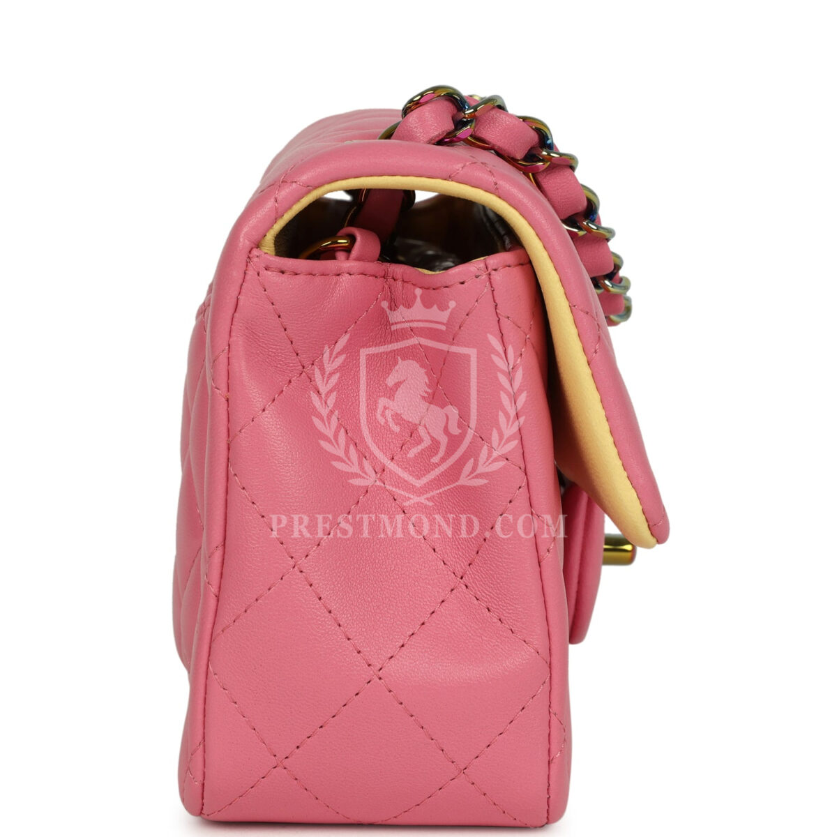 Chanel Mini Classic Rectangular Flap Bag Pink and Yellow Lambskin Iridescent Hardware — изображение 3