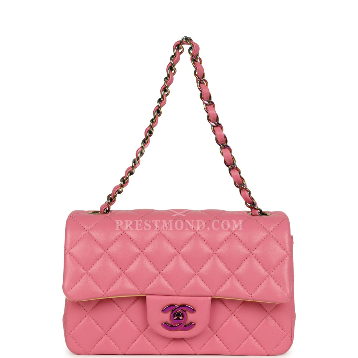 Chanel Mini Classic Rectangular Flap Bag Pink and Yellow Lambskin Iridescent Hardware — изображение 7