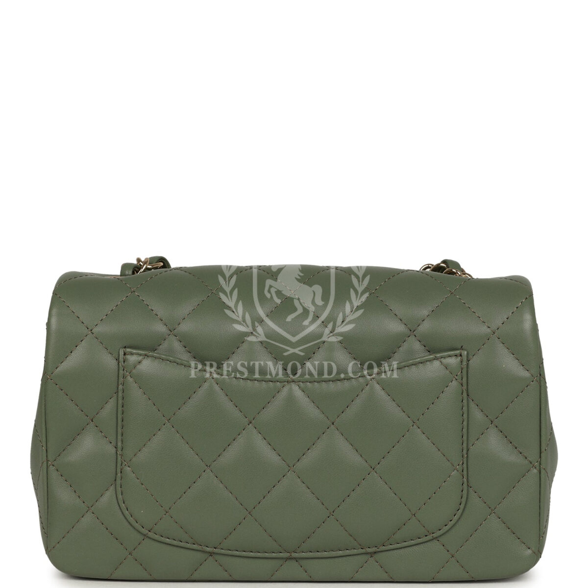 Chanel Mini Rectangular Flap Bag Dark Green Lambskin Light Gold Hardware — изображение 4