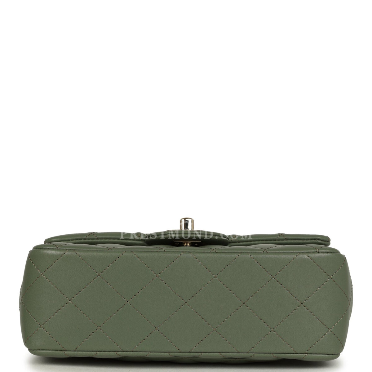 Chanel Mini Rectangular Flap Bag Dark Green Lambskin Light Gold Hardware — изображение 6