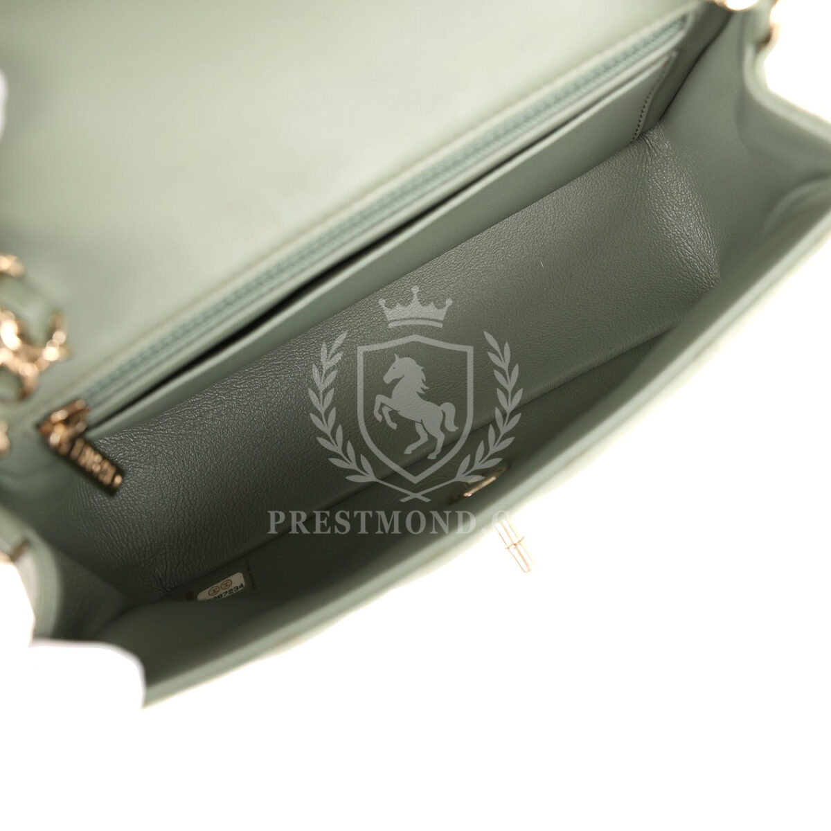 Chanel Mini Rectangular Flap Bag Dark Green Lambskin Light Gold Hardware — изображение 8