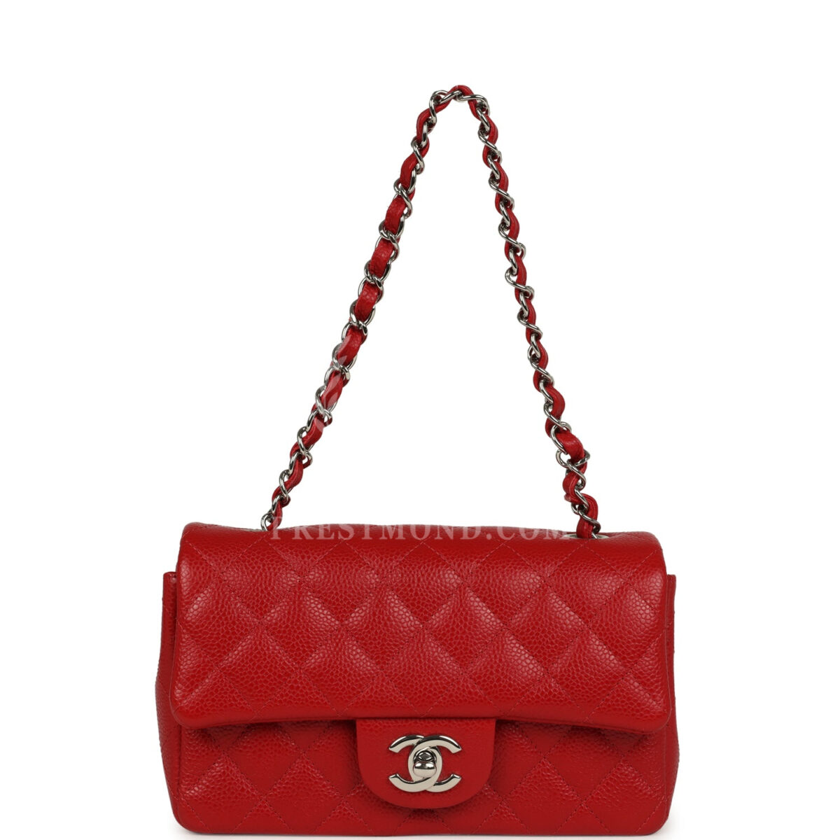 Chanel Mini Rectangular Flap Red Caviar Silver Hardware — изображение 7