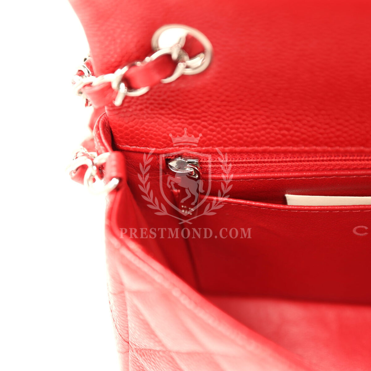 Chanel Mini Rectangular Flap Red Caviar Silver Hardware — изображение 10