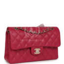 Chanel Small Classic Double Flap Dark Pink Caviar Light Gold Hardware