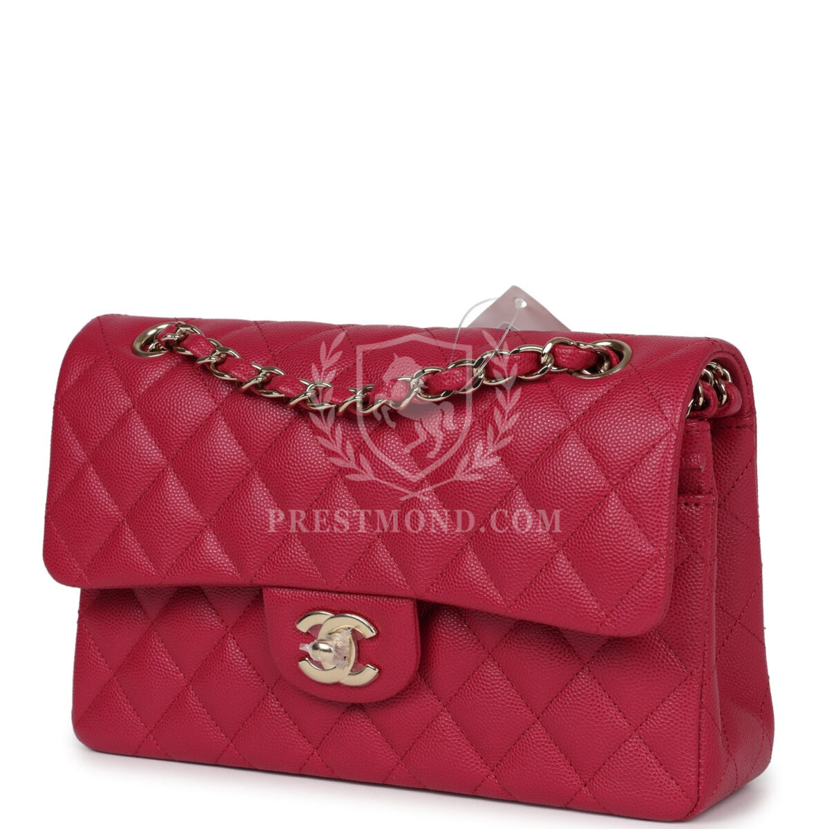 Chanel Small Classic Double Flap Dark Pink Caviar Light Gold Hardware — изображение 5