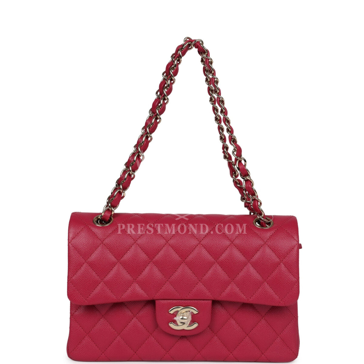 Chanel Small Classic Double Flap Dark Pink Caviar Light Gold Hardware — изображение 7