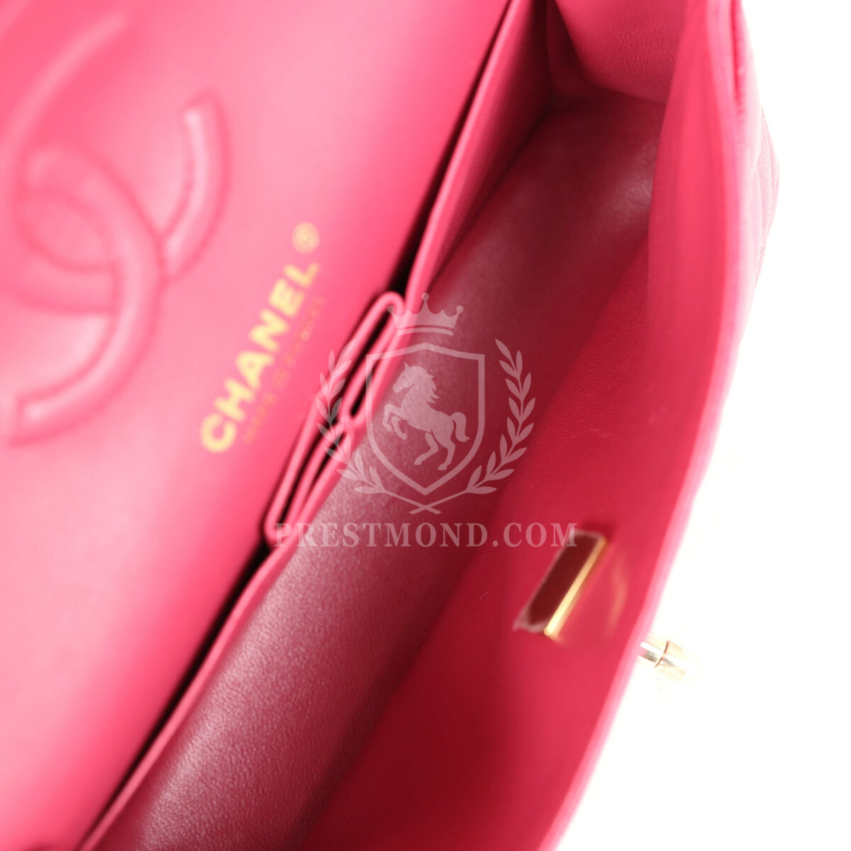 Chanel Small Classic Double Flap Dark Pink Caviar Light Gold Hardware — изображение 9