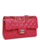 Chanel Small Classic Double Flap Fuchsia Caviar Light Gold Hardware