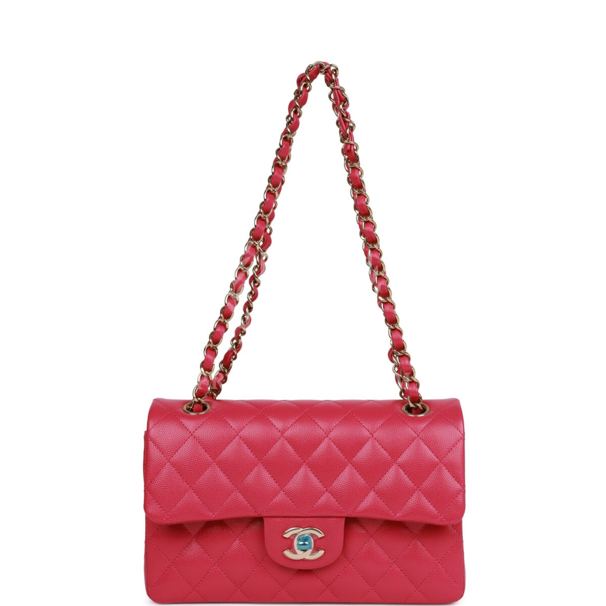 Chanel Small Classic Double Flap Fuchsia Caviar Light Gold Hardware — изображение 7
