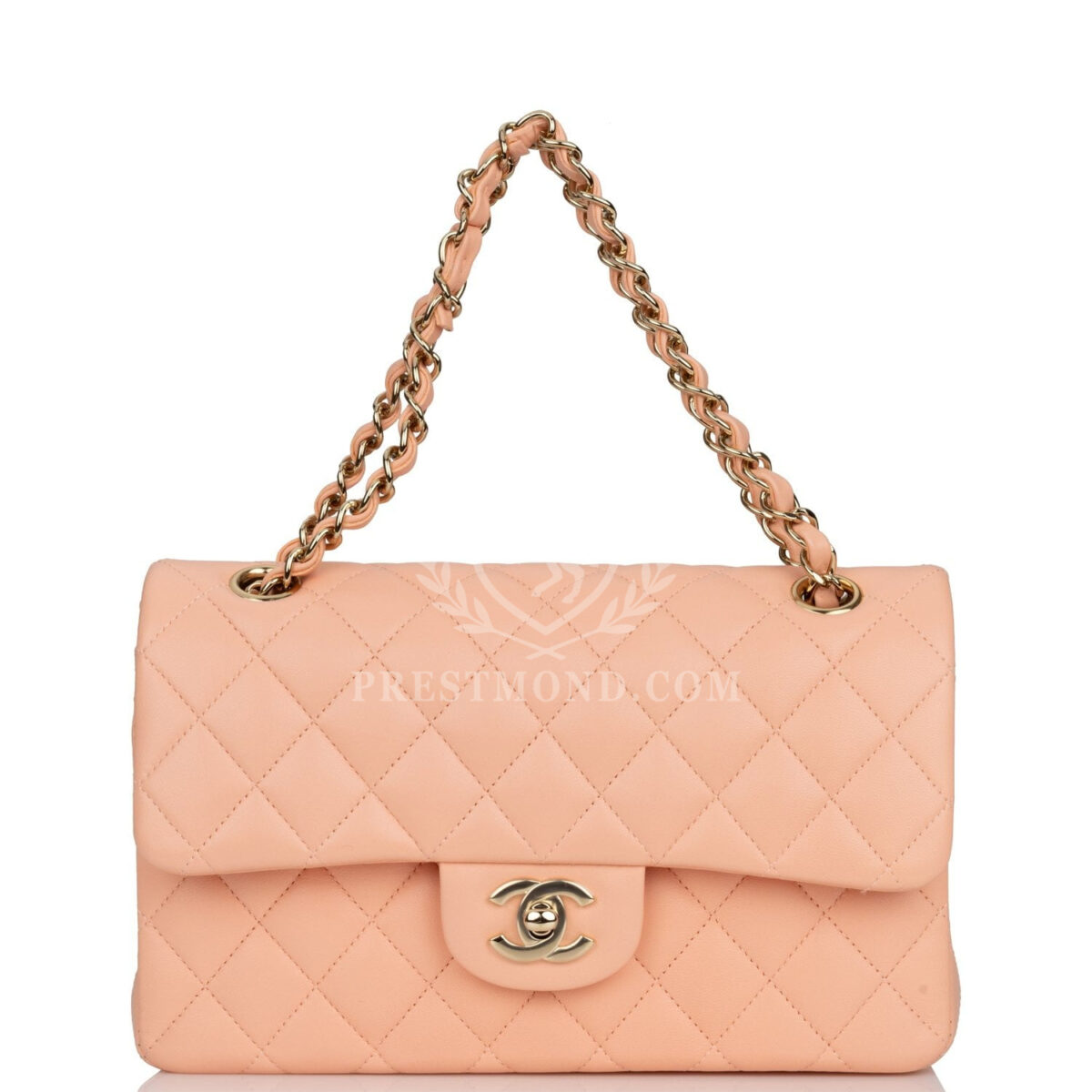Chanel Small Classic Double Flap Peach Lambskin Light Gold Hardware — изображение 6