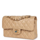 Chanel Small Classic Double Flap Bag Beige Caviar Gold Hardware