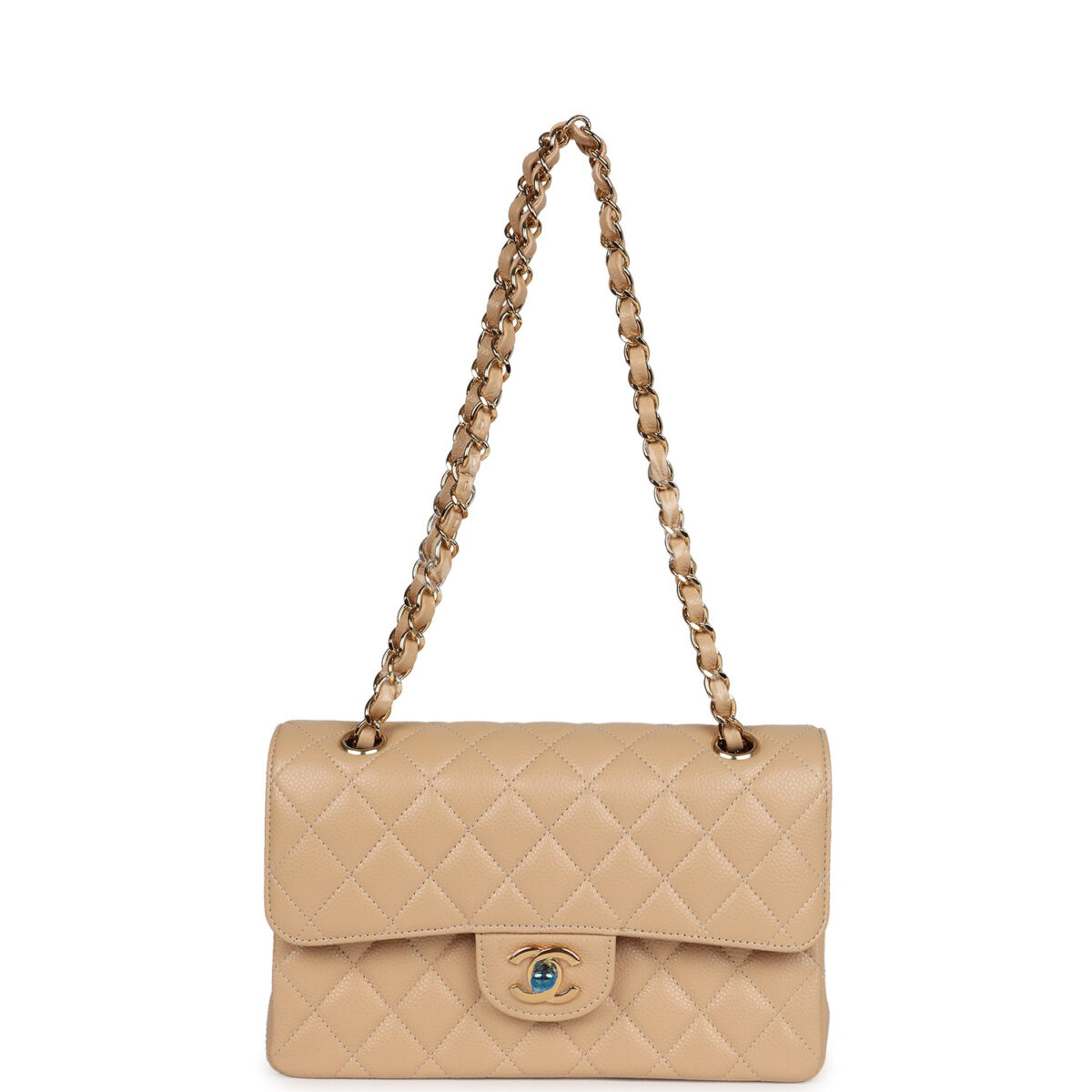 Chanel Small Classic Double Flap Bag Beige Caviar Gold Hardware — изображение 7