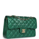 Chanel Small Classic Double Flap Bag Emerald Green Shiny Caviar Gold Hardware