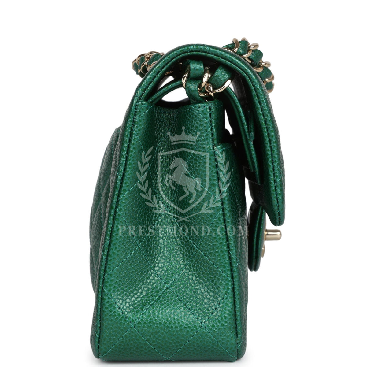 Chanel Small Classic Double Flap Bag Emerald Green Shiny Caviar Gold Hardware — изображение 3
