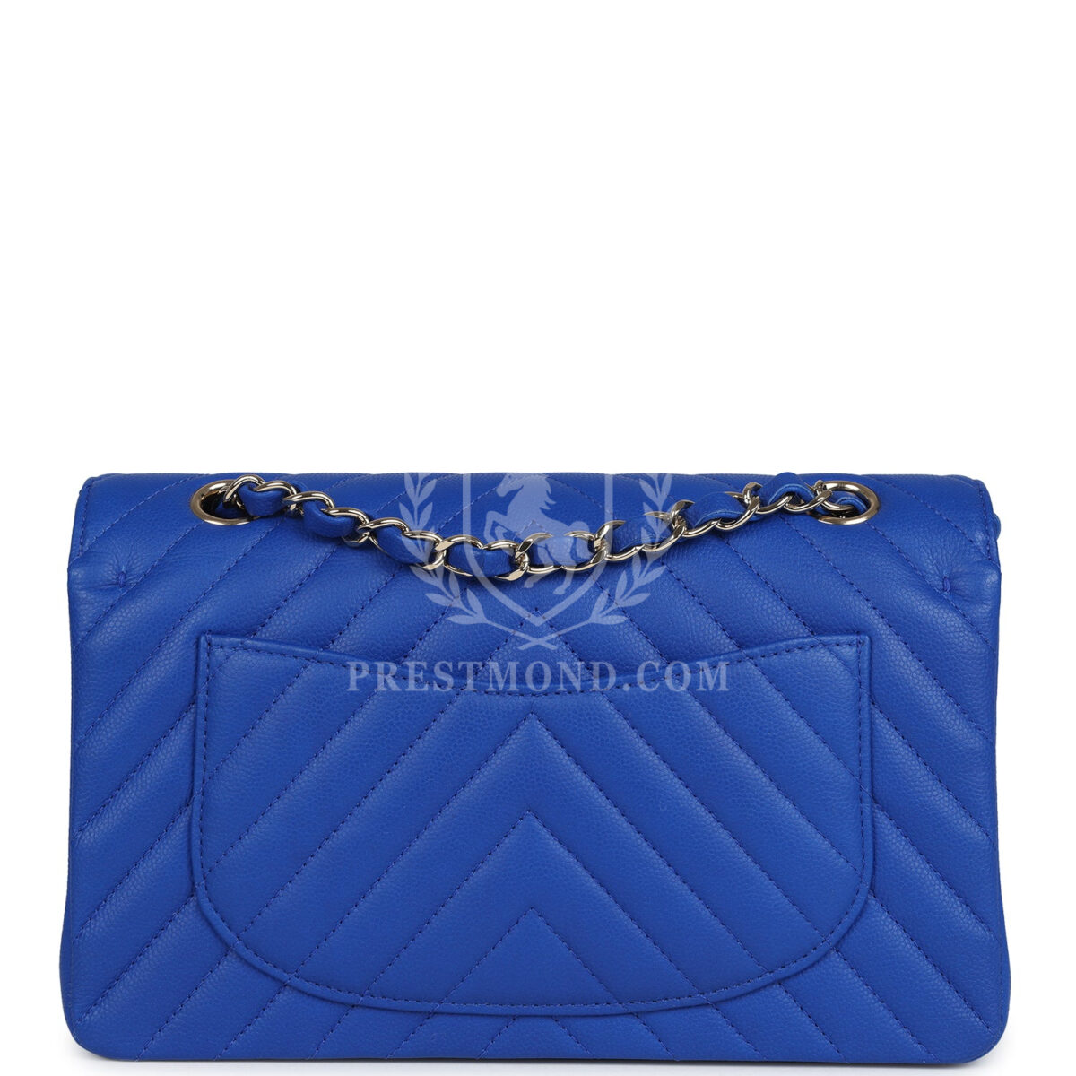 Chanel Small Classic Double Flap Blue Chevron Caviar Light Gold Hardware — изображение 4