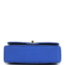 Chanel Small Classic Double Flap Blue Chevron Caviar Light Gold Hardware