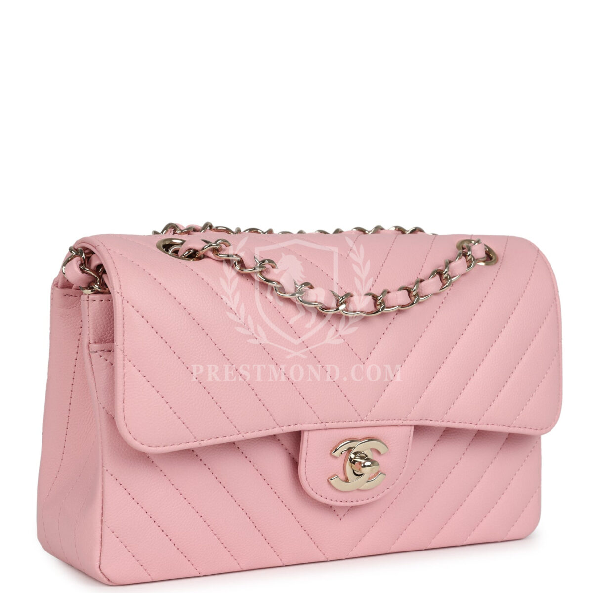 Chanel Small Classic Double Flap Bag Light Pink Chevron Caviar Light Gold Hardware — изображение 2