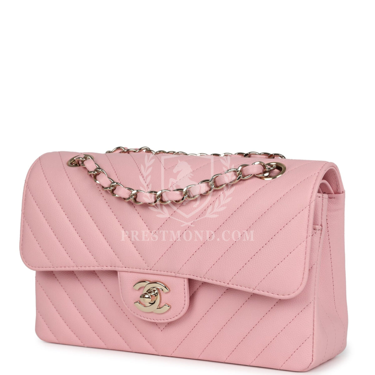 Chanel Small Classic Double Flap Bag Light Pink Chevron Caviar Light Gold Hardware — изображение 5
