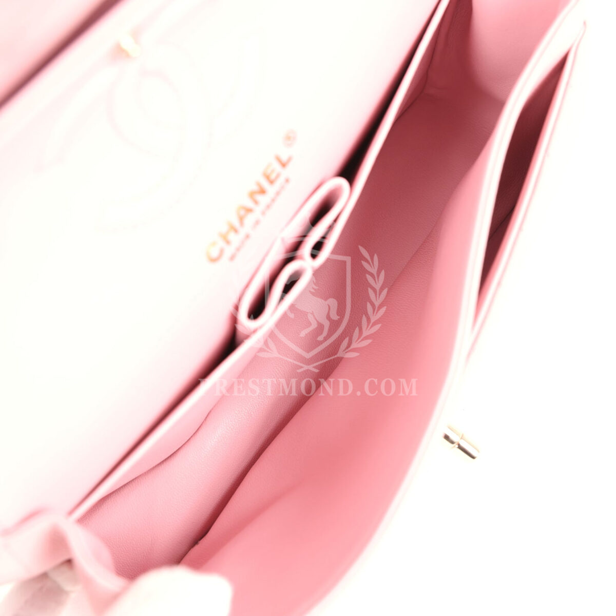 Chanel Small Classic Double Flap Bag Light Pink Chevron Caviar Light Gold Hardware — изображение 9